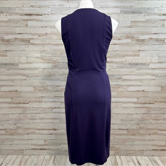 Elie Tahari Sleeveless Stretch Knit Sheath Dress Size S Purple Plum V-Neck - Picture 8 of 15